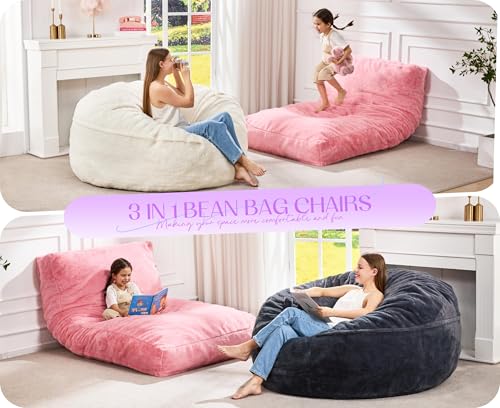 Dark Gray Hobestluk 3-in-1 Convertible Bean Bag Chair Large Washable & Memory Foam