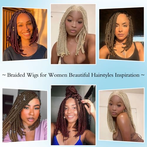 14-Inch Short Bob Braided Full Lace Wig for Women - Brown