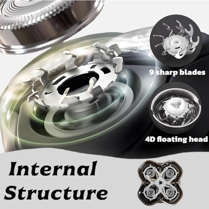 2Pack PRO 4 Head Replacement Blade Compatible with Pitbull Shaver Replacement Blade,Rotary 4 Blades Compatible with Skull Pitbull Gold/Silver/Platinum PRO,Blades Fit for Butterfly Kiss Head Shavers.