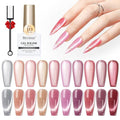 Cateye Gel Polish Set With Magnet, Pink Purple Red 10 Colors Jelly Magnetic Nail Polish Moonlight, Holographic Glass Shimmer Glitter Soak Off UV Gel Salon DIY At Home, 8ml