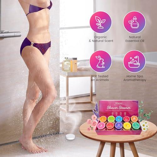 40PCS Aromatherapy Shower Steamers Set - 10 Scents Natural Essential Oils - Relaxing Home Spa Gift - Variation of THIS listing