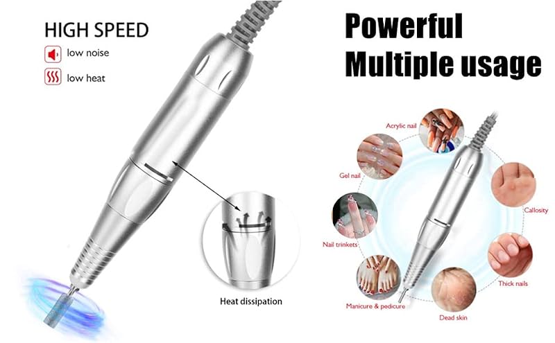 Electric Nail Drill Pen for Manicure & Pedicure - Professional Nail Grinder Handpiece