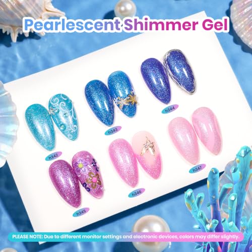Beetles Glitter Gel Nail Polish Set Siren Scale Shimmer - Blue Green Purple Variation A