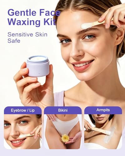 Women’s Face Waxing Kit with USB Mini Wax Pot & 100g Wax Beads - Sensitive Skin Safe