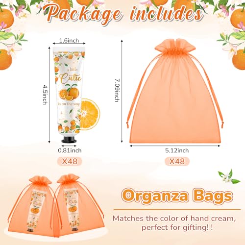 48 Sets a Little Cutie Is on The Way Hand Cream Gifts Bulk Baby Shower Hand Cream Travel Size Lotion Bulk Orange Party Supplies Favors Birthday for Guest
