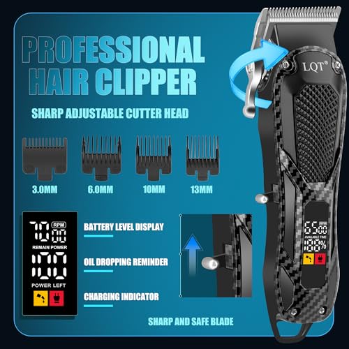 Black Hair Clippers for Men with LED Power Display | 4-Piece Grooming Kit