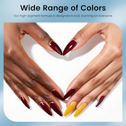 phoenixy 60 Pcs Gel Nail Polish Set, 54 Colors Soak Off Gel Polish Milky White Burgundy Red Blue Yellow All Season 6 Pcs Base Top Coat DIY Beginners Gift Set for Women