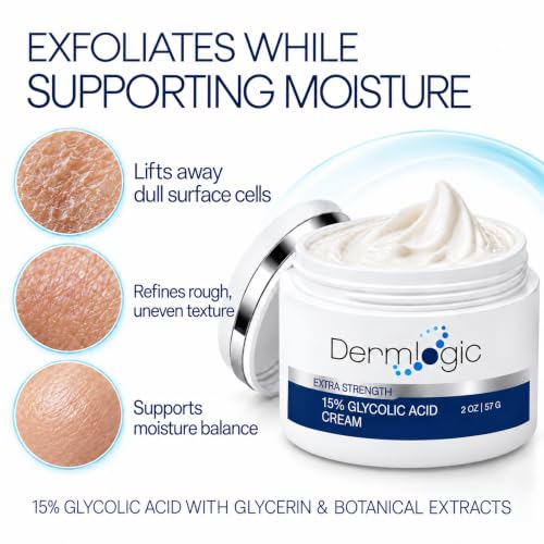 Glycolic Acid 15% Face & Body Exfoliating Cream for Anti-Aging & Brightening
