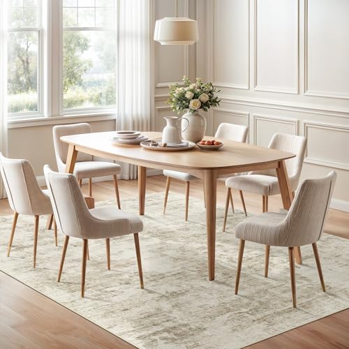 Soalmost 8x10 Beige/Gray Abstract Area Rug - Washable, Non-Slip, Low-Pile Living Room Carpet