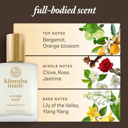 Kuumba Made Oriental Musk Fragrance Oil Roll-On 0.5 Fl Oz - Alcohol-Free, Long-Lasting, Vegan