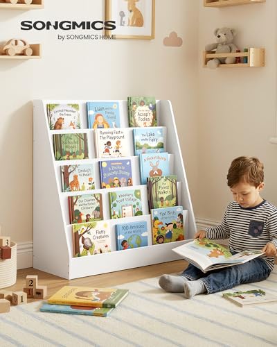 Kids Bookcase 5-Tier Wooden Montessori Toy Storage Cloud White / 1 Row
