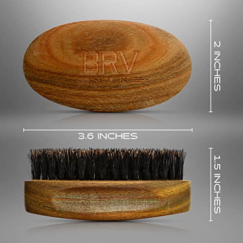 Beard Brush with Firm Boar Bristles - Green Sandalwood Handle - Men's Grooming Tool