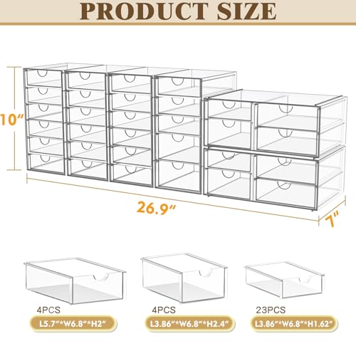 YFXCVSL 6-Pack Acrylic 31-Drawer Makeup & Storage Organizer for Desk