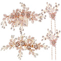 4 Pieces Bridal Rose Gold Hair Accessories Set for Weddings & Bridesmaids