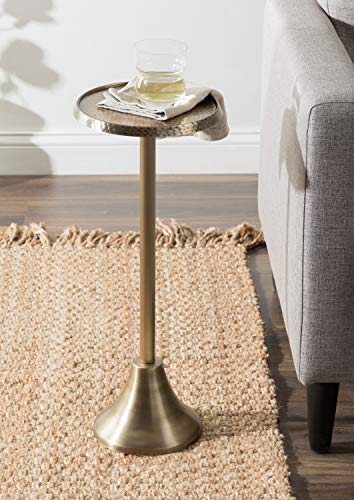 Bohemian Side Table with Hammered Top - Gold, 9x9x23 Inches
