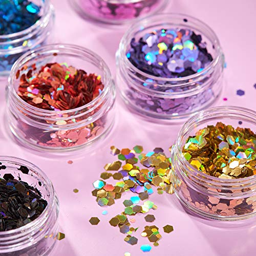 Moon Glitter Holographic Chunky Glitter 100% Cosmetic Glitter for Face, Body, Nails, Hair and Lips - 0.10oz - Silver