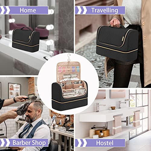 Yarwo Large Airwrap Storage Bag Compatible for Shark FlexStyle Styling (HD 430/440), Double Layers Travel Case Box for Shark Flexstyle/Dyson Airwrap and Hair Styler Attachments, Black (Bag Only)