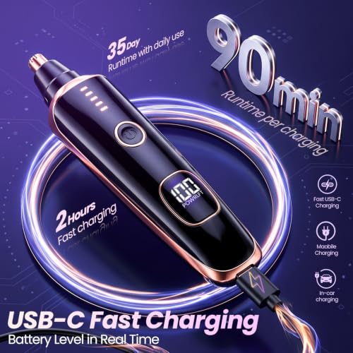 Mendaping 2026 USB Rechargeable Nose & Facial Hair Trimmer – Black, Dual-Edge Blades