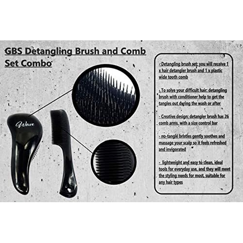 GENTS 5-Piece Hair Detangling Brush Set - Professional Salon Quality Comb & Brush Kit for Men Women - Anti-Static Black Bristles for All Hair Types