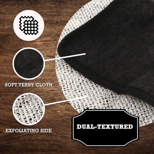 Terry Wash Cloths for Face and Body, Dual-Sided Cleansing and Exfoliating Washcloths, Machine Wash, Black, 3 Count