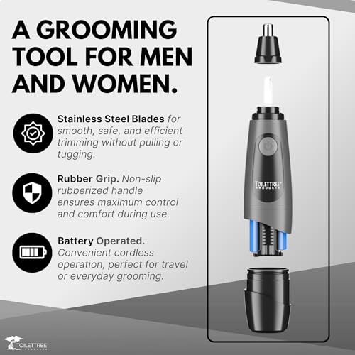 ToiletTree Products Water Resistant Nose and Ear Hair Trimmer with LED Light