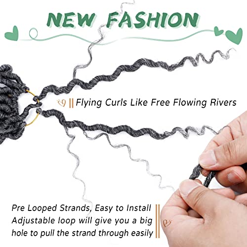 Grey Faux Goddess Locs Crochet Hair 12 Inch - T1B/Grey, Pack of 6