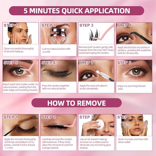 Dramatic Volume Lash Clusters, 0.05mm Thin Band 8-18mm C Curl, DIY Lash Extension Reusable, FayJoo BOLDEE 11 Lash Only