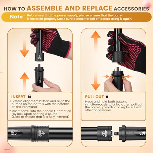 5-in-1 Curling Wand with Interchangeable Ceramic Barrels - Black