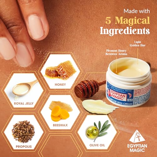 Egyptian Magic - All Purpose Face, Body, and Dry Skin Moisturizing Cream, Skin Protectant for Women & Men, Eczema Care Healing Balm, Scar Treatment, Stretch Marks, and Tattoo Aftercare, 4oz Jar