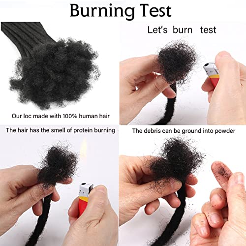 Human Hair Loc Extensions 16 Inches Dreadlock Extensions 10 Strands - Natural Black, 0.2cm, Variation 16inch/10strands / 0.2cm #1B