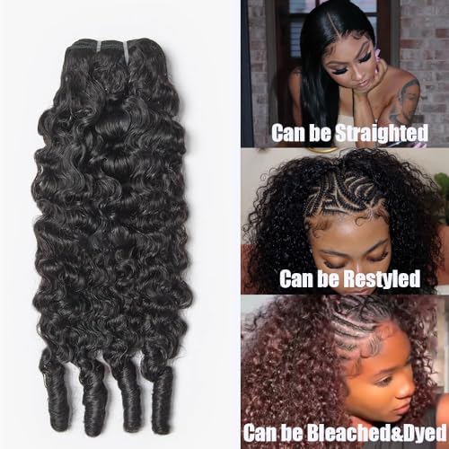 TryRich 16 Inch Burmese Curly Water Wave Human Hair Bundles - Spiral Ends, Unprocessed Black