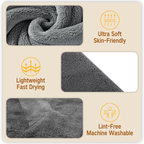 12 Pack Gray U-Shaped Microfiber Facial Towels for Estheticians & Spa Treatments - Soft & Absorbent