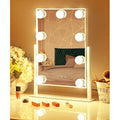 Lights Vanity Mirror, 14.5" L x 12" W LED Makeup Mirror with 9 LED Lights,3 Modes Light Modes&Touch Control Dimmable Tabletop Makeup Mirror,Detachable 10X Magnification,360¡ÆRotation (White)