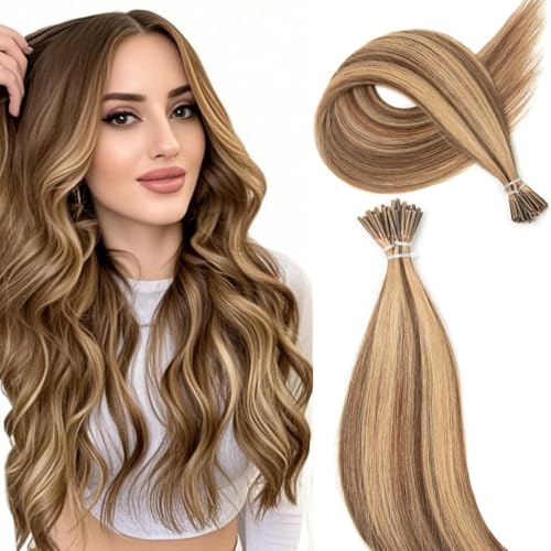 Boymia 18 Inch Hair Extensions #4-27 Medium Brown Highlights - 50 Strands, Variation of THIS listing