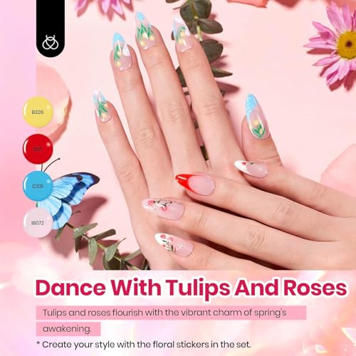 beetles Pastel Gel Polish Set - Petal Symphony Collection, 40 Pcs 36 Colors Easter Gel Polish Set Spring Colors Pink Red Green Blue Color Gel with Base&Glossy Matte Top Coat UV LED Nail Art