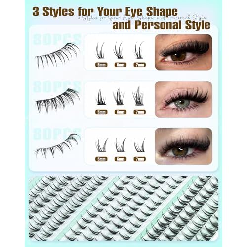 Bottom Lash Clusters 3 Styles Bottom Lashes 240PCS Wispy Eyelash Clusters Lower Cluster Lashes 5-7MM Spiky Bottom Individual Lashes DIY Cluster Eyelash Extensions by Boahankuke