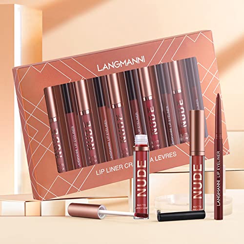 FantasyDay 12Pcs Long-Lasting Matte Nude Lip Gloss Lipstick Lip Plumping Makeup Gift Sets for Girls and Women, Waterproof Lipgloss Lip Stain Liquid Lipcolor - Highly Pigmented Color and Instant Shine