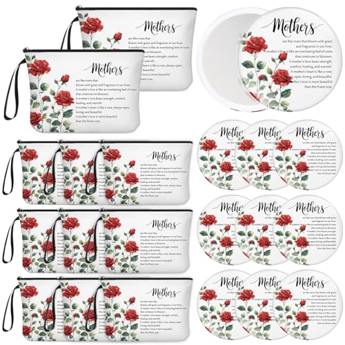 Kacctyen 10 Sets Mother's Day Makeup Bag & Compact Mirror Gift Set for Women & Mom