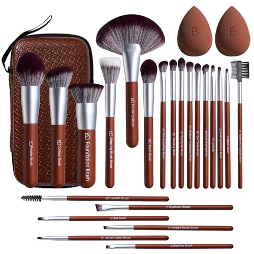 BS-MALL 22 Pcs Makeup Brush Set with 2 Sponges & EVA Case - Travel Friendly Professional Cosmetics Kit