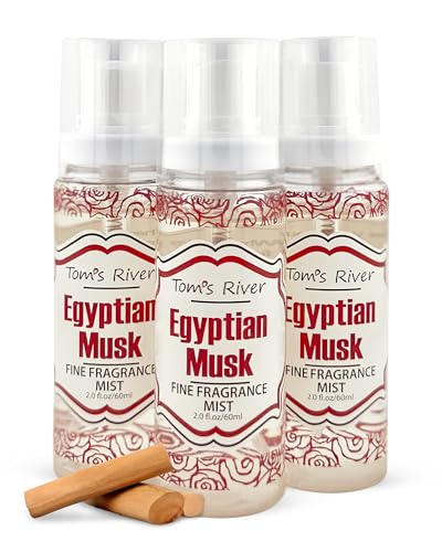 Tom's River Egyptian Musk Body & Hair Mist - 2 Fl Oz Pack of 3 Travel-Friendly