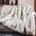 White Twin 1000GSM Faux Fur Throw Blanket - Oversized Cozy Plush Mink for Couch Bed