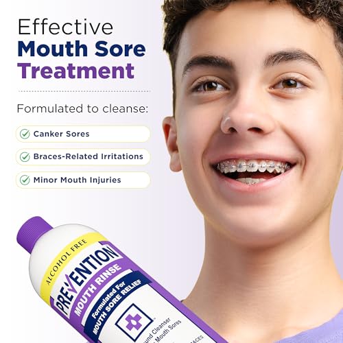 Prevention Mouth Sore Rinse 16 oz Pack of 2 Alcohol-Free Oral Care for Canker Sores
