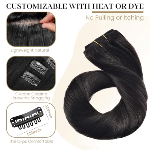 Jiameisi Clip in Hair Extensions Real Human Hair, 12inch Remy Double