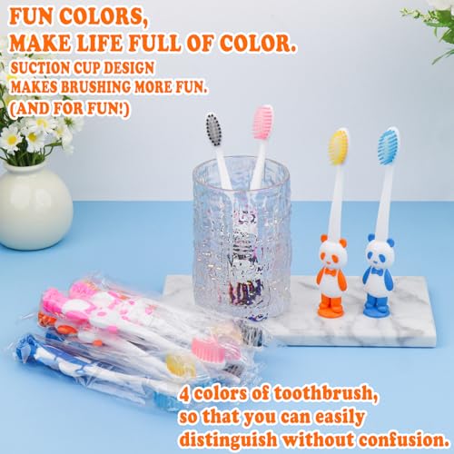 Disposable Kids Toothbrush Set with Suction Cups - 40 Pack, Animal Design, Travel Friendly