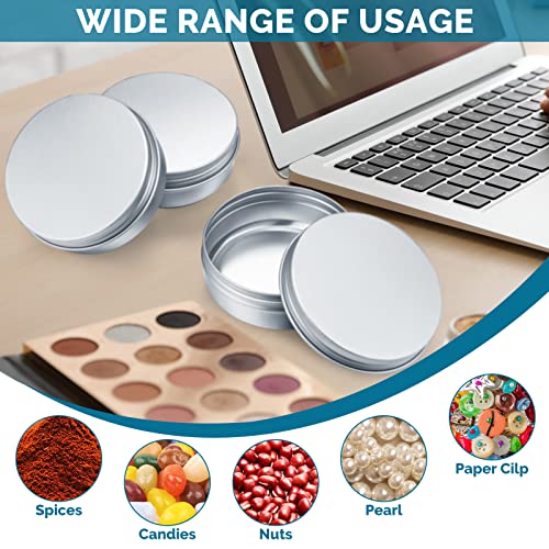 Silver Aluminum Lip Balm Tins 4 oz Pack of 100 Cosmetic Containers with Screw Lids
