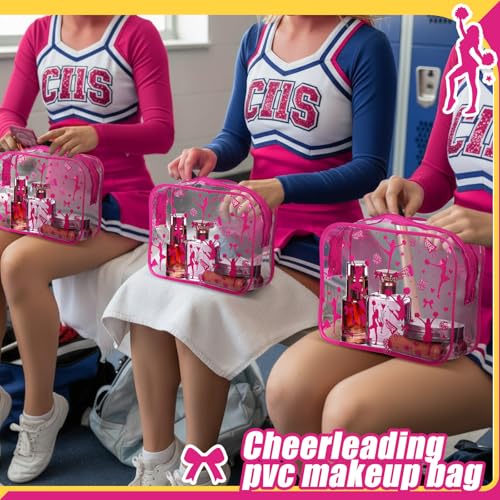 Pink Cheerleading Makeup Bags Set of 20 Clear PVC Pouches