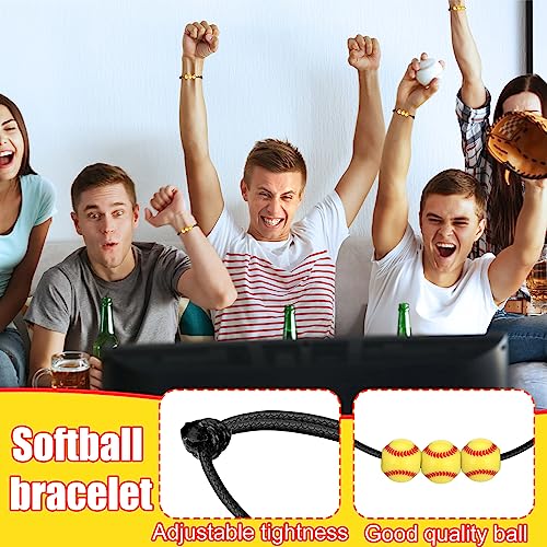 Hicarer 48 Pcs Softball Teams Gifts Softball Party Favors Supply Set Women Cosmetic Bag Keychain Hair Scrunchies Bracelets(Stylish Style)