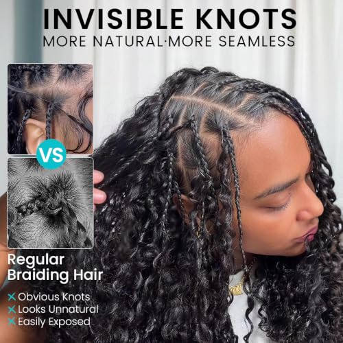 ashimary hair Burmese Curly Crochet Extensions 18in 50g Pre-Looped Knotless Natural Black