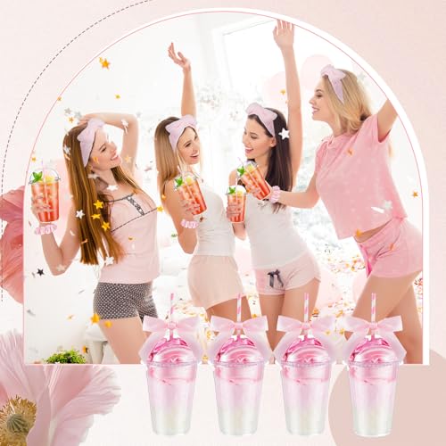 Ninitial 84 Pcs Pink Sleepover Party Supplies Set for Girls - Gift Kit with Cups, Masks & Accessories - Variation of 84 Pink
