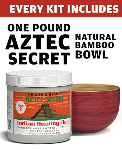 Aztec Secret Indian Clay Mask Kit 1lb - Deep Pore Cleansing, Face Hair & Body Detox